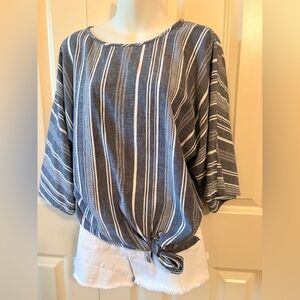Time and Tru Navy Striped Women's Blouse, size XXL